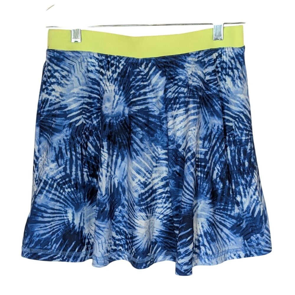 LANDS' END Pull-on Quick Dry Active Skort Girls XL 14-16 Blue Palm Tie Dye - Picture 2 of 7
